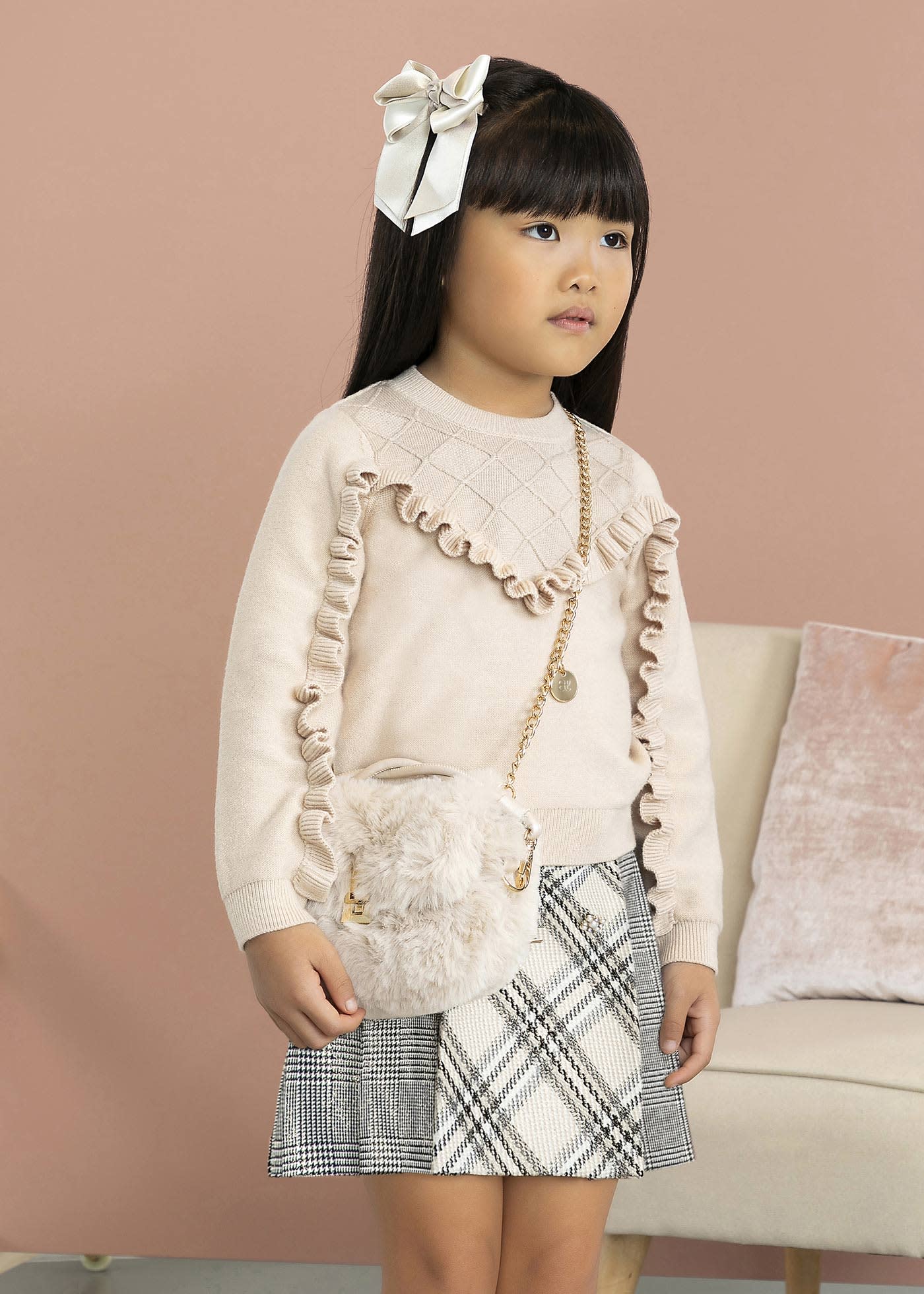 Abel & Lula Abel & Lula Pleated Plaid Skirt with Pearl Details - Little Miss Muffin Children & Home
