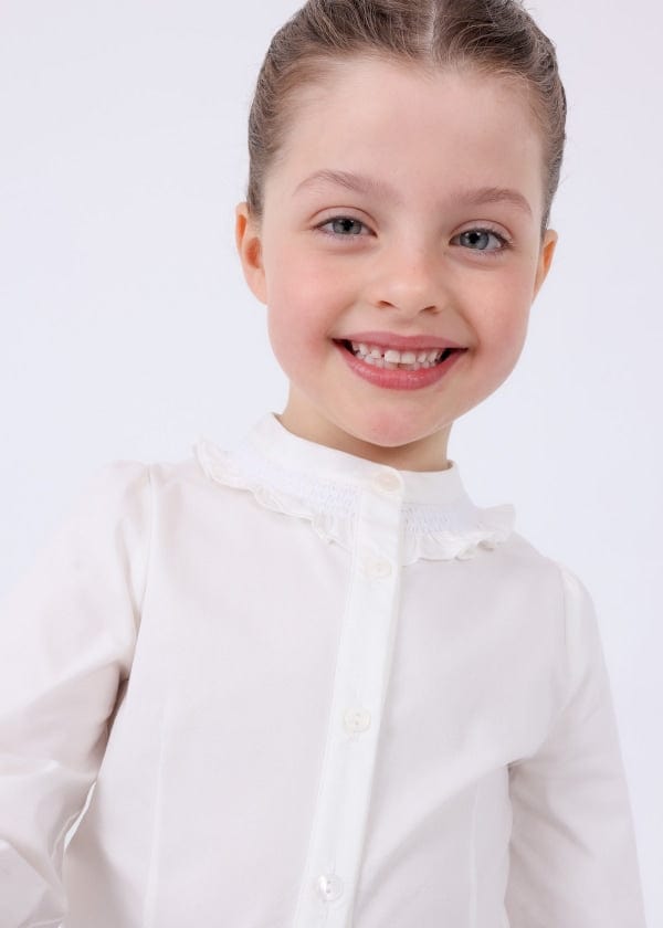 Mayoral Usa Inc Mayoral Poplin Long Sleeve Shirt with Ruffle Trim - Little Miss Muffin Children & Home