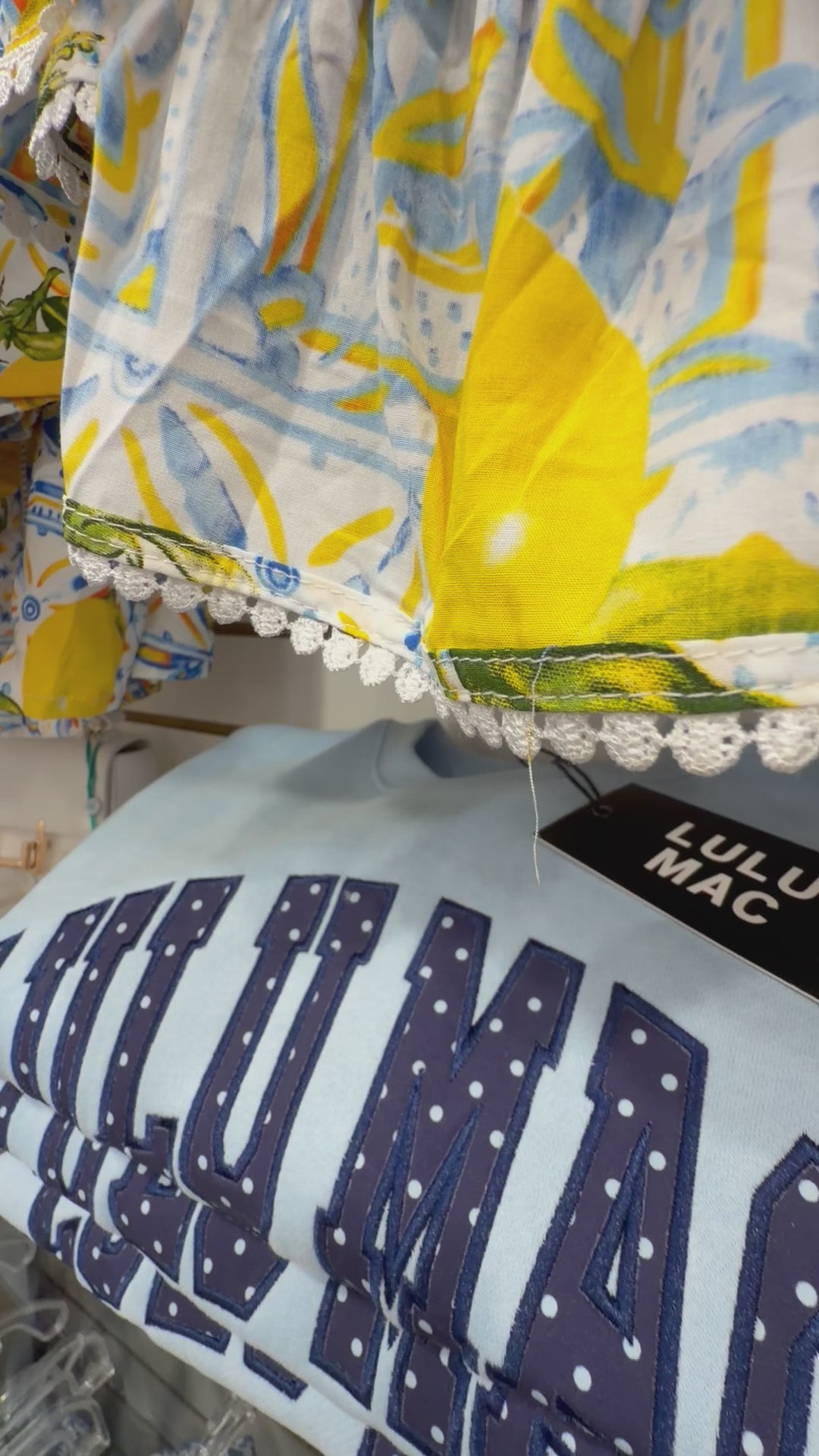 Lulu Mac Polka Dot Youth Sweatshirt in Light Blue & Navy Stitch by Girlie Girl Originals
