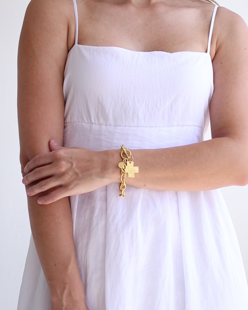 Gold Cross Toggle Bracelet