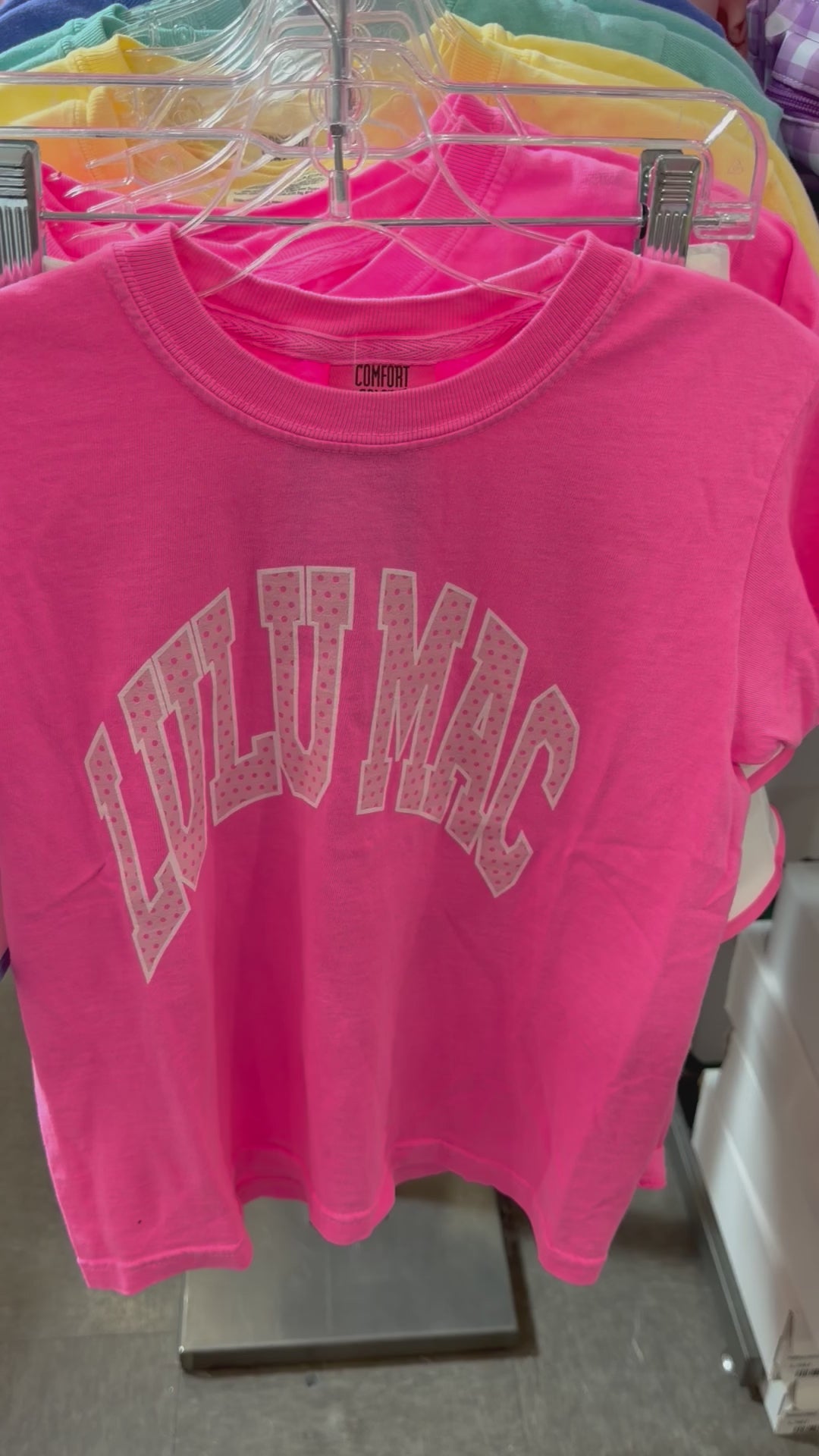 Lulu Mac Polka Dot Youth Neon Pink Comfort Colors Tee by Girlie Girl Originals