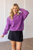 purple corded sweatshirt