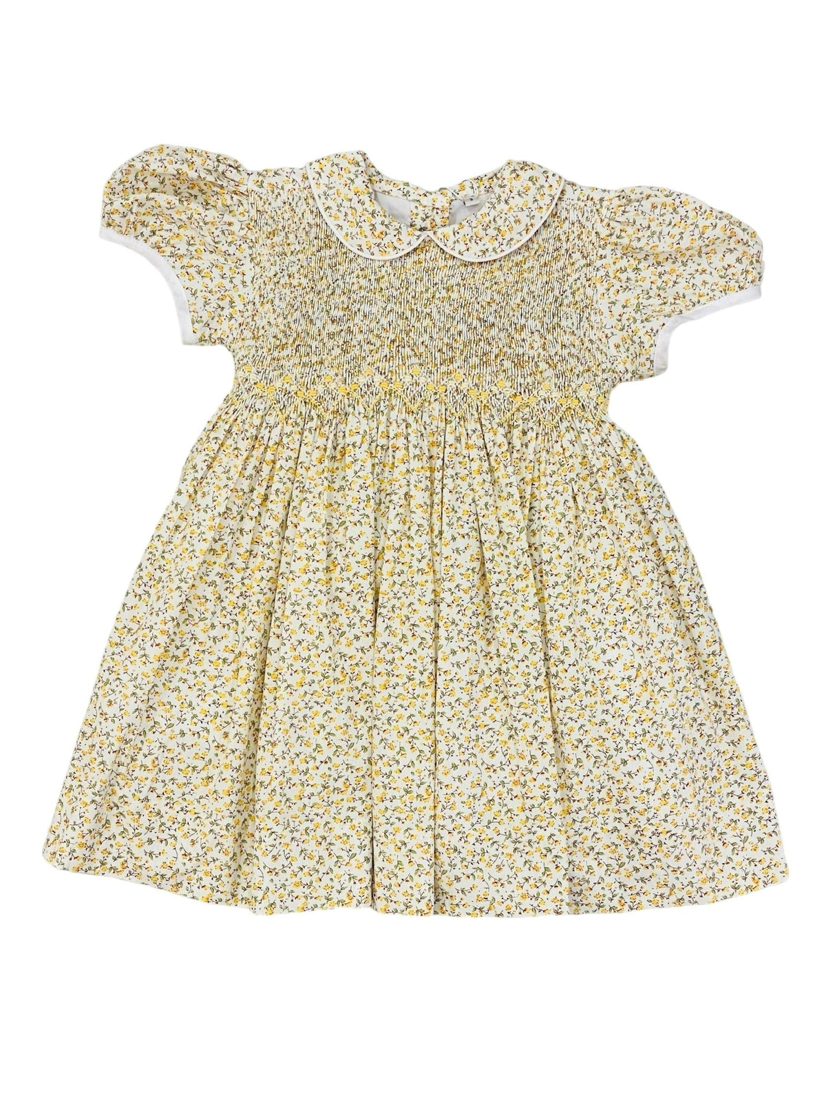 Lulu Bebe Lulu Bebe Floral Smocked Bodice Nicole Dress in Yellow - Little Miss Muffin Children & Home