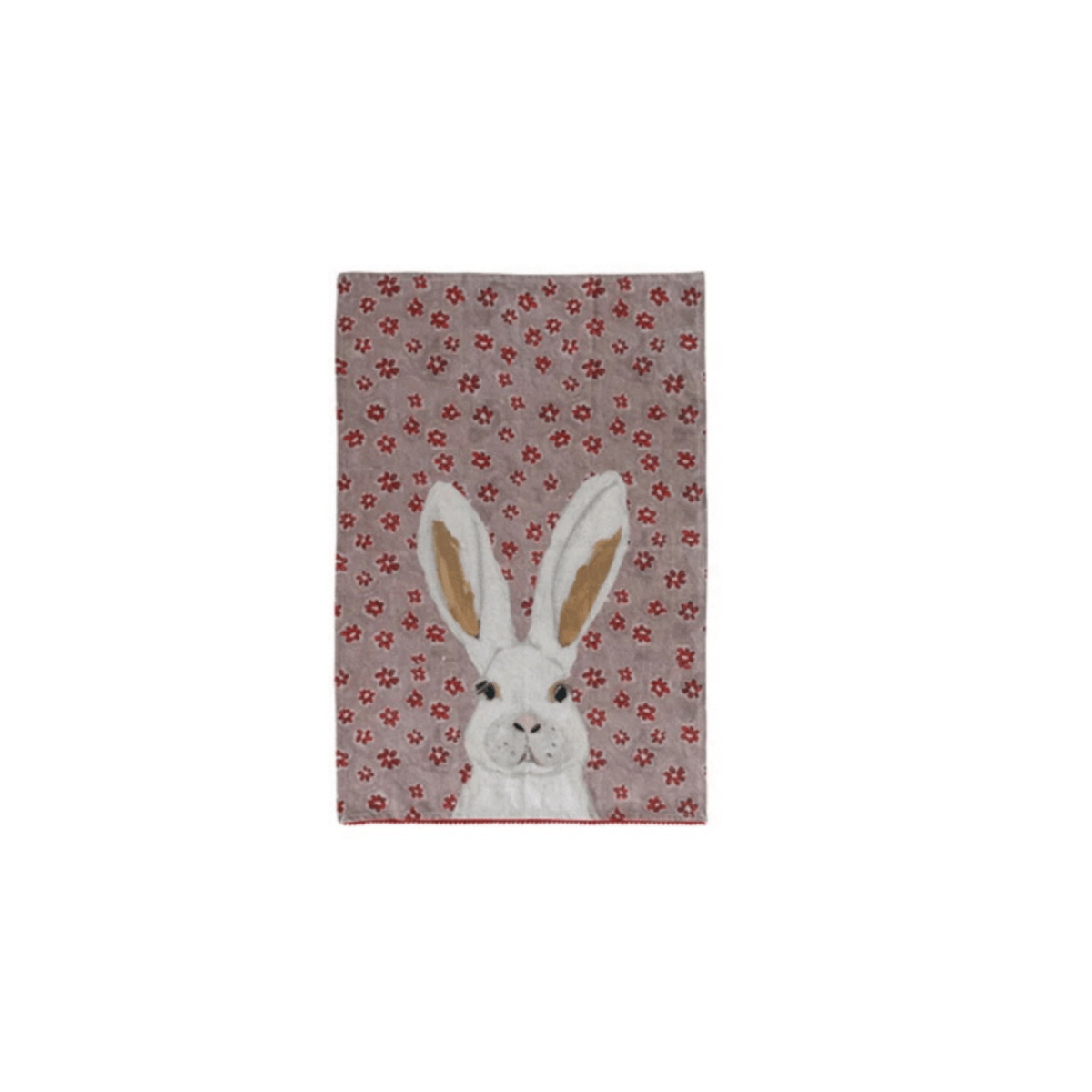 Cotton & Linen Printed Tea Towel with Pom Poms/Tassels
