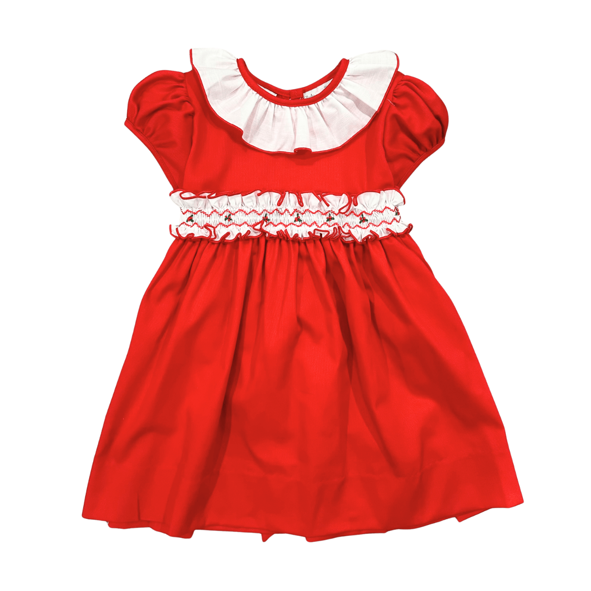 Smocked Red Karla Dress with Ruffle Sash Red / 2T Smocked Red Karla Dress with Ruffle Sash Red / 2T