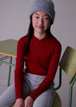 girls knit long sleeve red polo