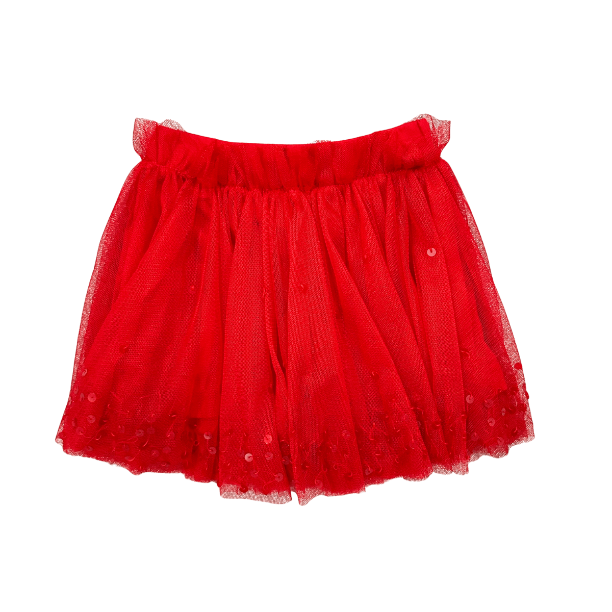 girls red tulle sequin skrit