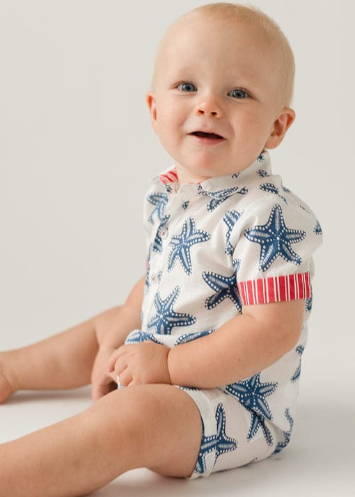 The Almirah Store The Almirah Store Miles Romper, Starfish - Little Miss Muffin Children & Home