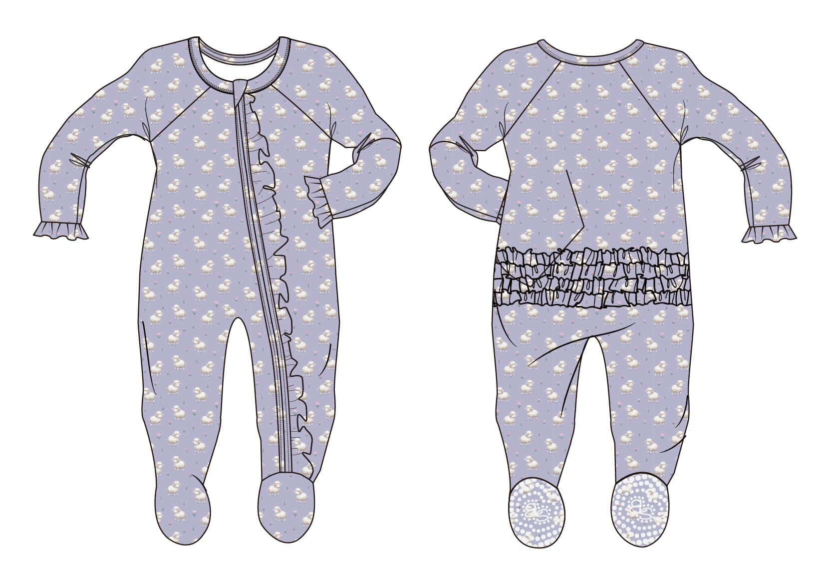 Little Sheep Ruffle Footie