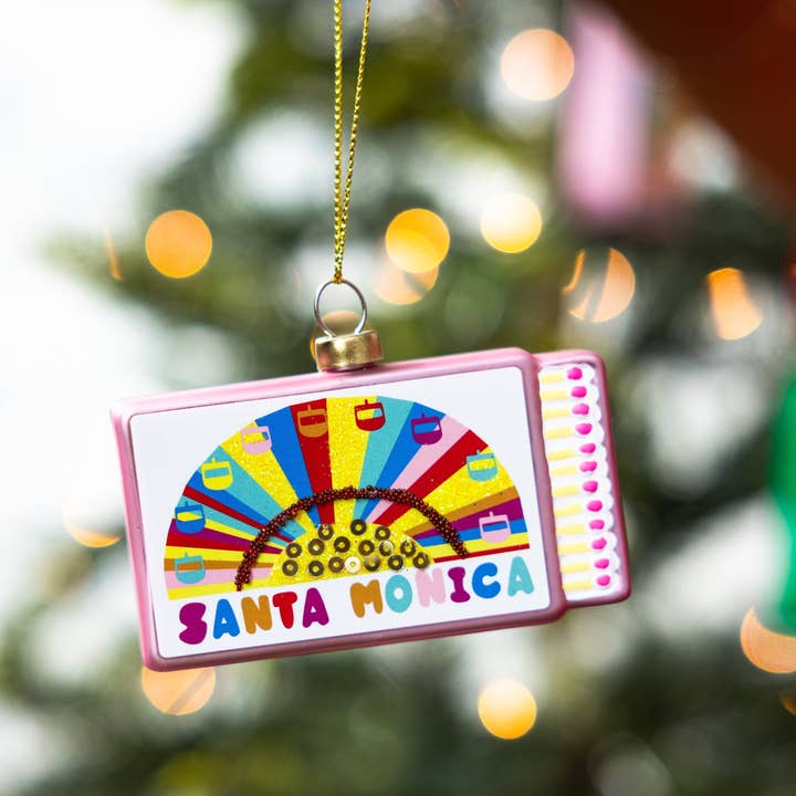 santa monica christmas ornament