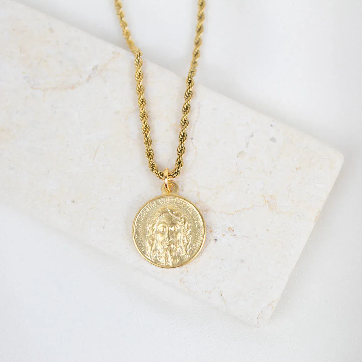 Seek Him Necklace, 18K Gold Plated on Rope Chain