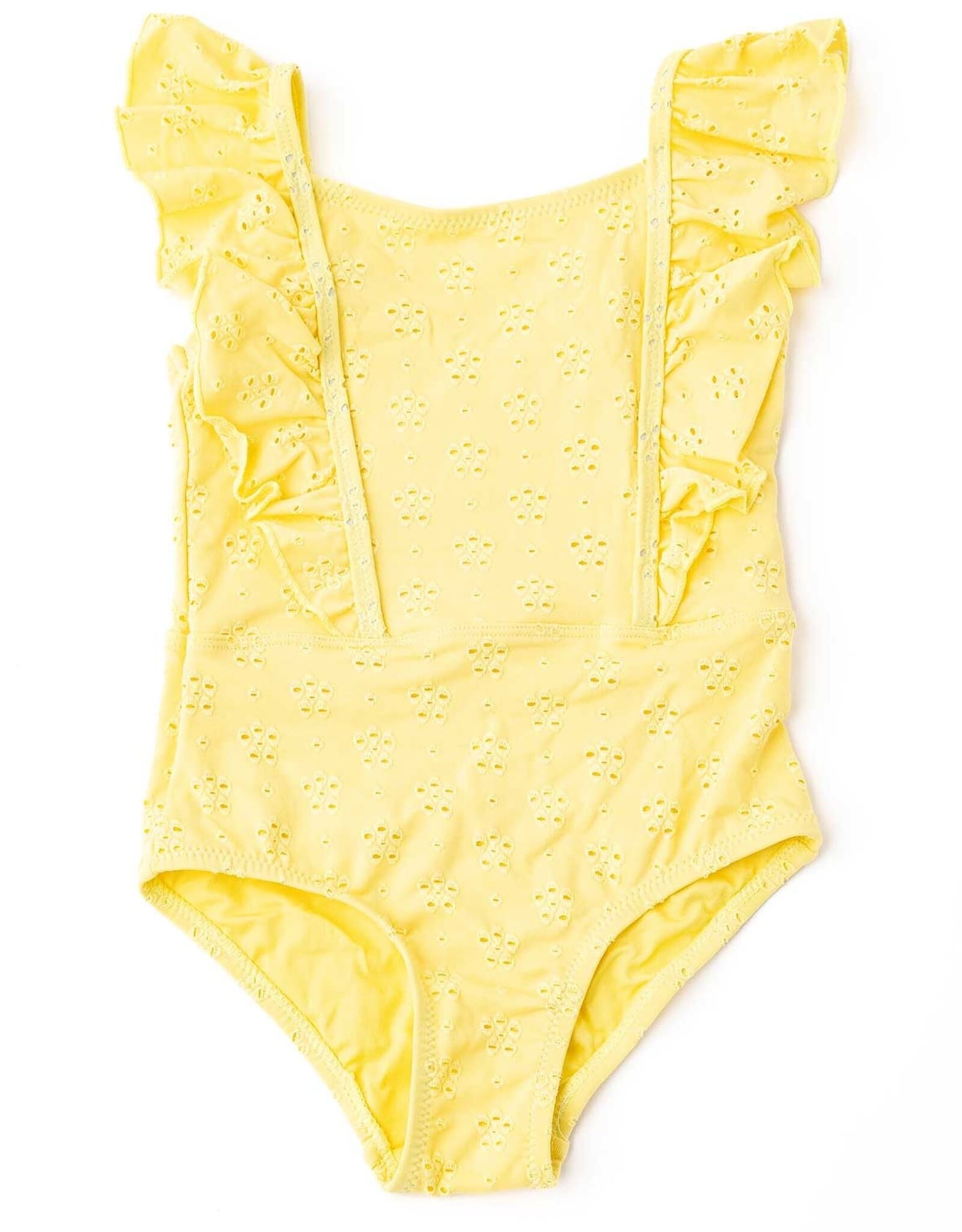 Butter Yellow Eyelet Ruffle Shoulder 1pc