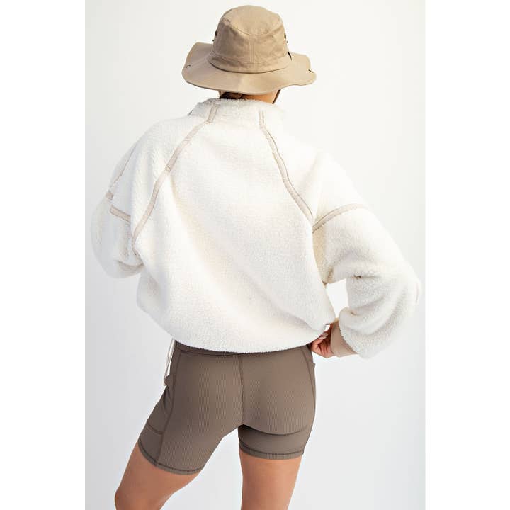 ivory pull over sherpa jacket