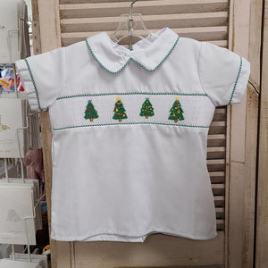 Lulu Bebe Smocked Christmas Tree Drew Short Set