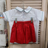 Lulu Bebe Smocked Christmas Tree Drew Short Set