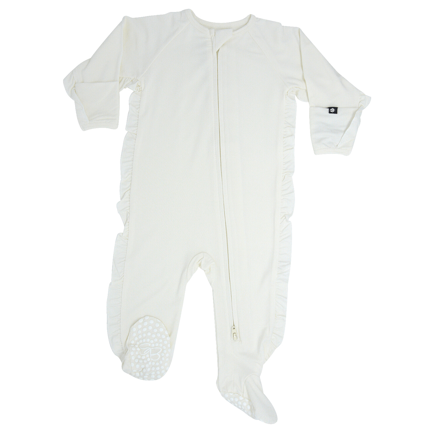 Sweet Bamboo Sweet Bamboo Whispery White Side Ruffle Footie - Little Miss Muffin Children & Home