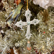 silver blue cross ornament
