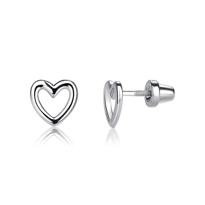 silver heart stud earring