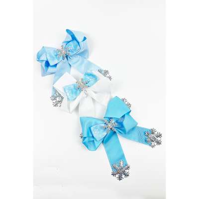 JHP Collection JHP Collection Snowflakes Ribbon Tail Hair Bow - Little Miss Muffin Children & Home