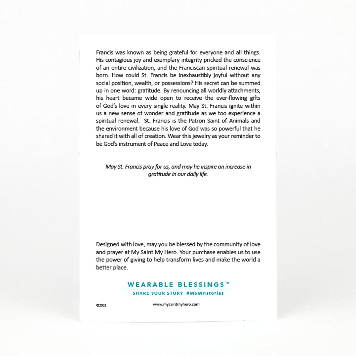 My Saint My Hero St Francis Necklace, Gold - Little Miss Muffin Children & Home