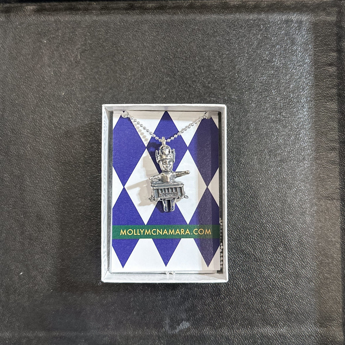 street car mardi gras pendant necklace