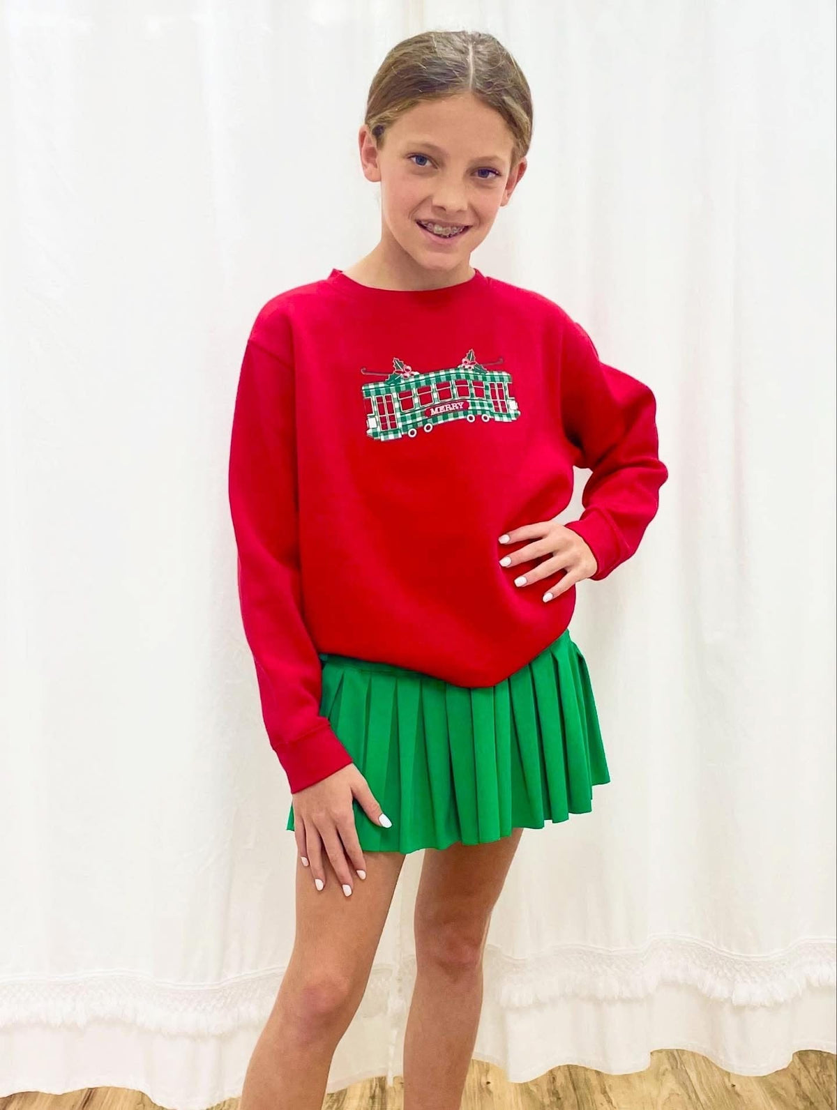 red girls street car sweatshirt