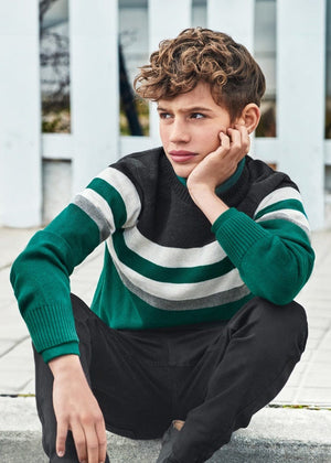 Mayoral Usa Inc Mayoral Striped Sweater in Evergreen for Boys - Little Miss Muffin Children & Home