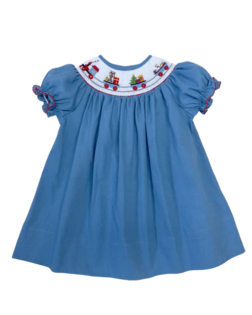 Lulu Bebe Lulu Bebe Smocked Christmas Train Emma Bishop Dress - Little Miss Muffin Children & Home