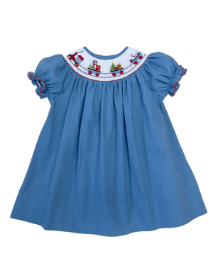 Lulu Bebe Smocked Christmas Train Emma Bishop Dress