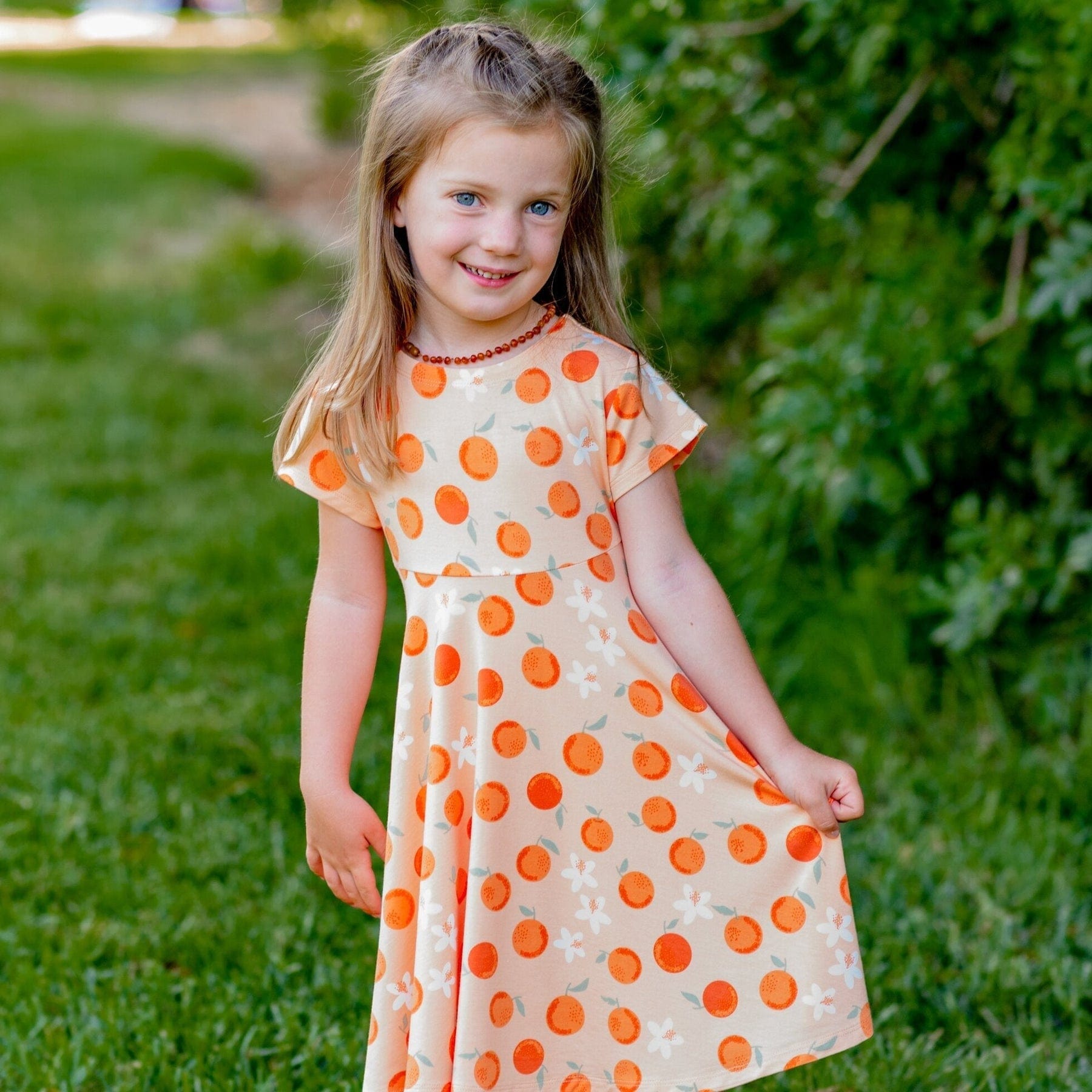 Sweet Bamboo Sweet Bamboo Swirly Girl Dress With Cap Sleeves - Little Miss Muffin Children & Home