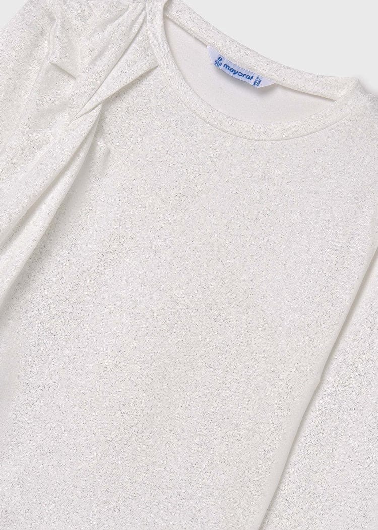 Mayoral Usa Inc Mayoral Girls Long Sleeve Knotted T-shirt in Off White - Little Miss Muffin Children & Home