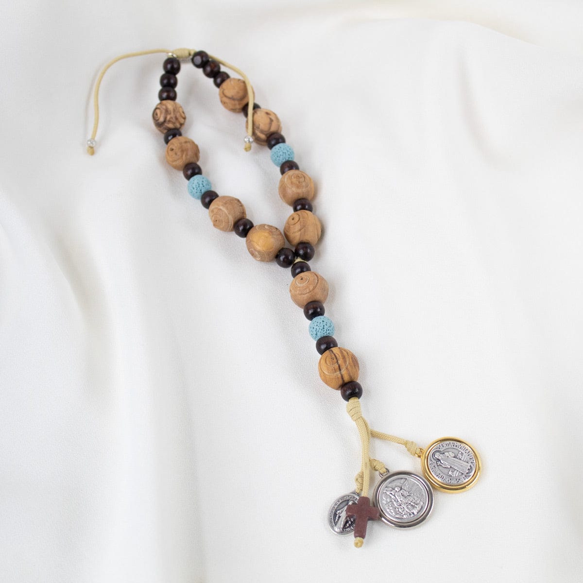 My Saint My Hero Door Hanger Olive Wood & Turquoise Lava Bead - Little Miss Muffin Children & Home