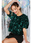 velvet sequin green blouse