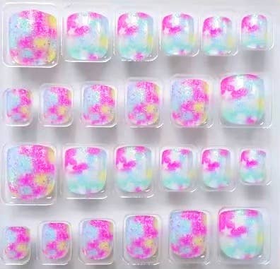 Teal Glitter Stars - Press On Nails Manicure - Stick On