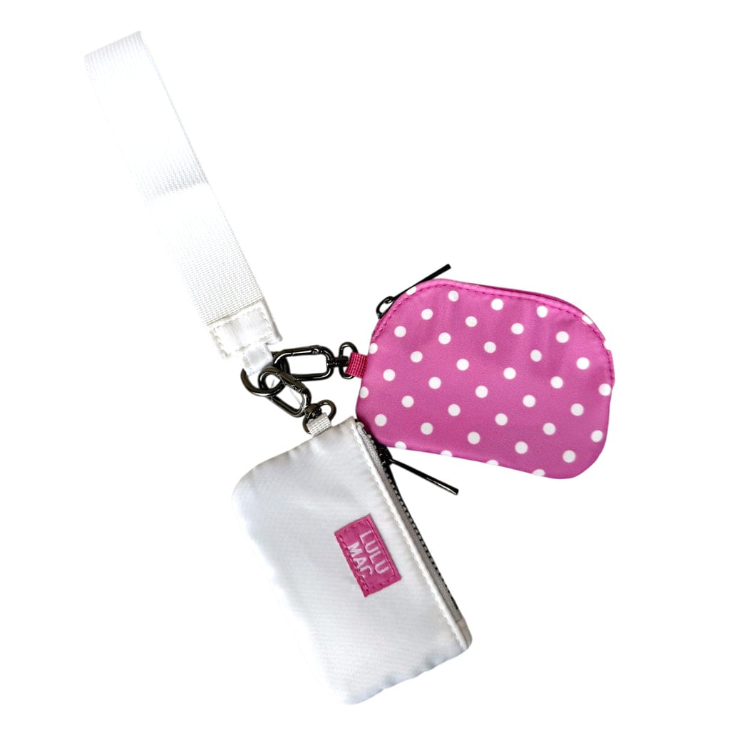 Hot Pink/White Dots Lulu Mac Double Pouch Wristlet