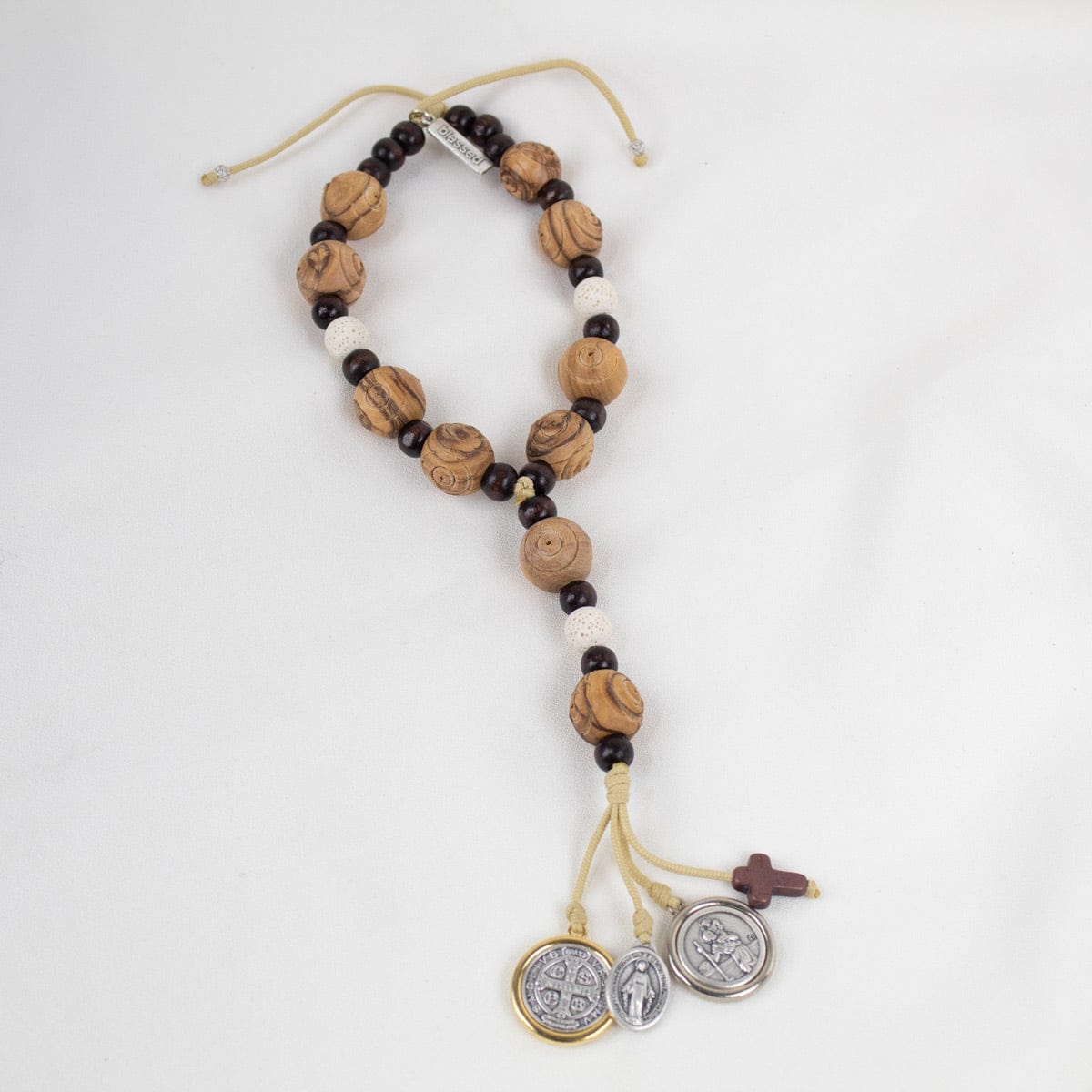 My Saint My Hero Door Hanger Olive Wood & White Lava Bead - Little Miss Muffin Children & Home