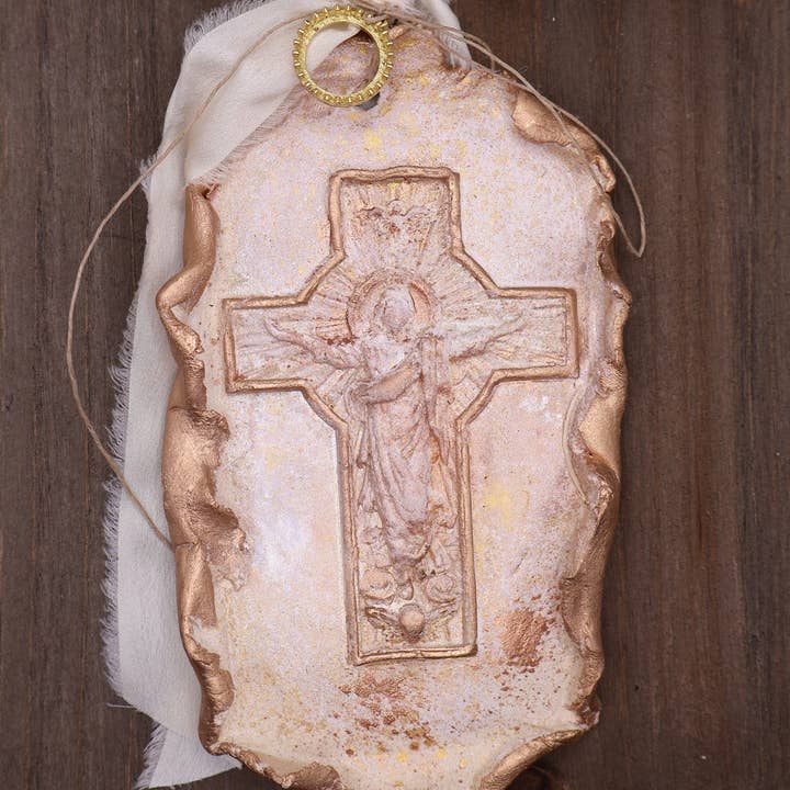 white christ resurrection clay art