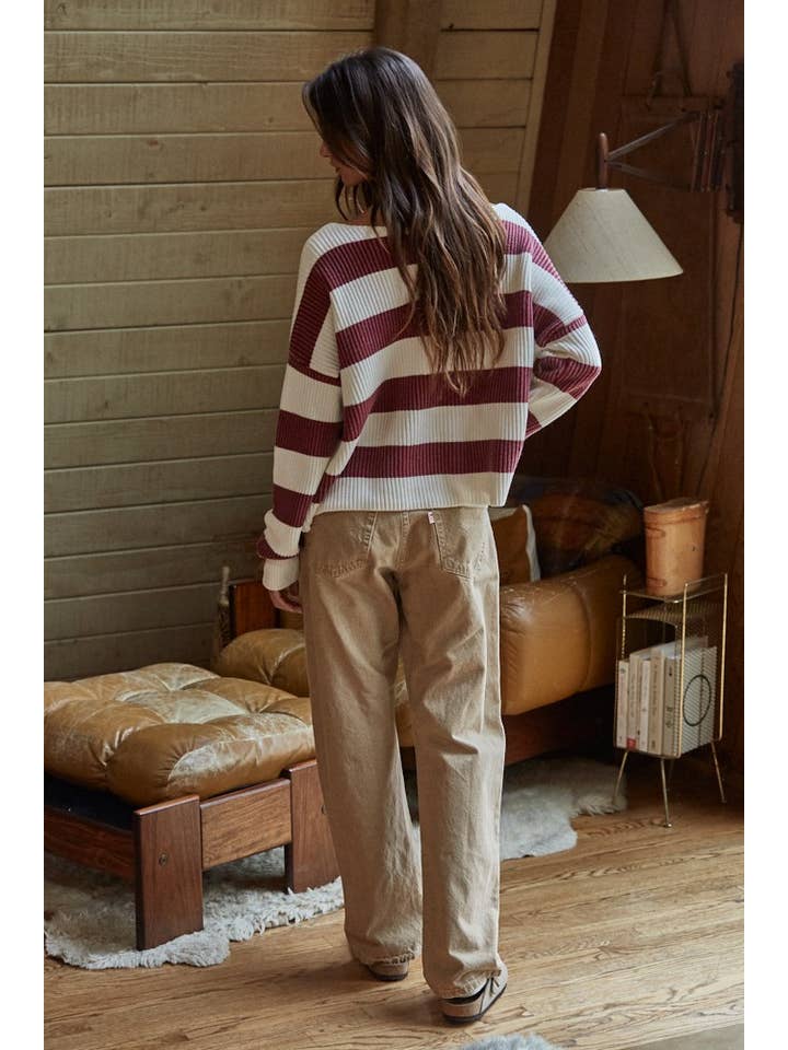 wine striped sweater