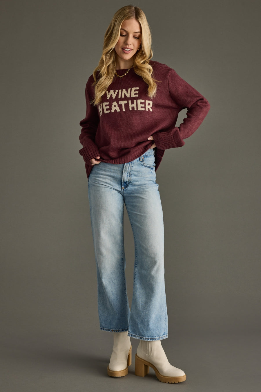 wine weather sweater maroon