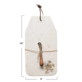 Creative Co-Op Creative Co-op Marble Cheese Board with Snowflake Inlay & Canape Knife - Little Miss Muffin Children & Home