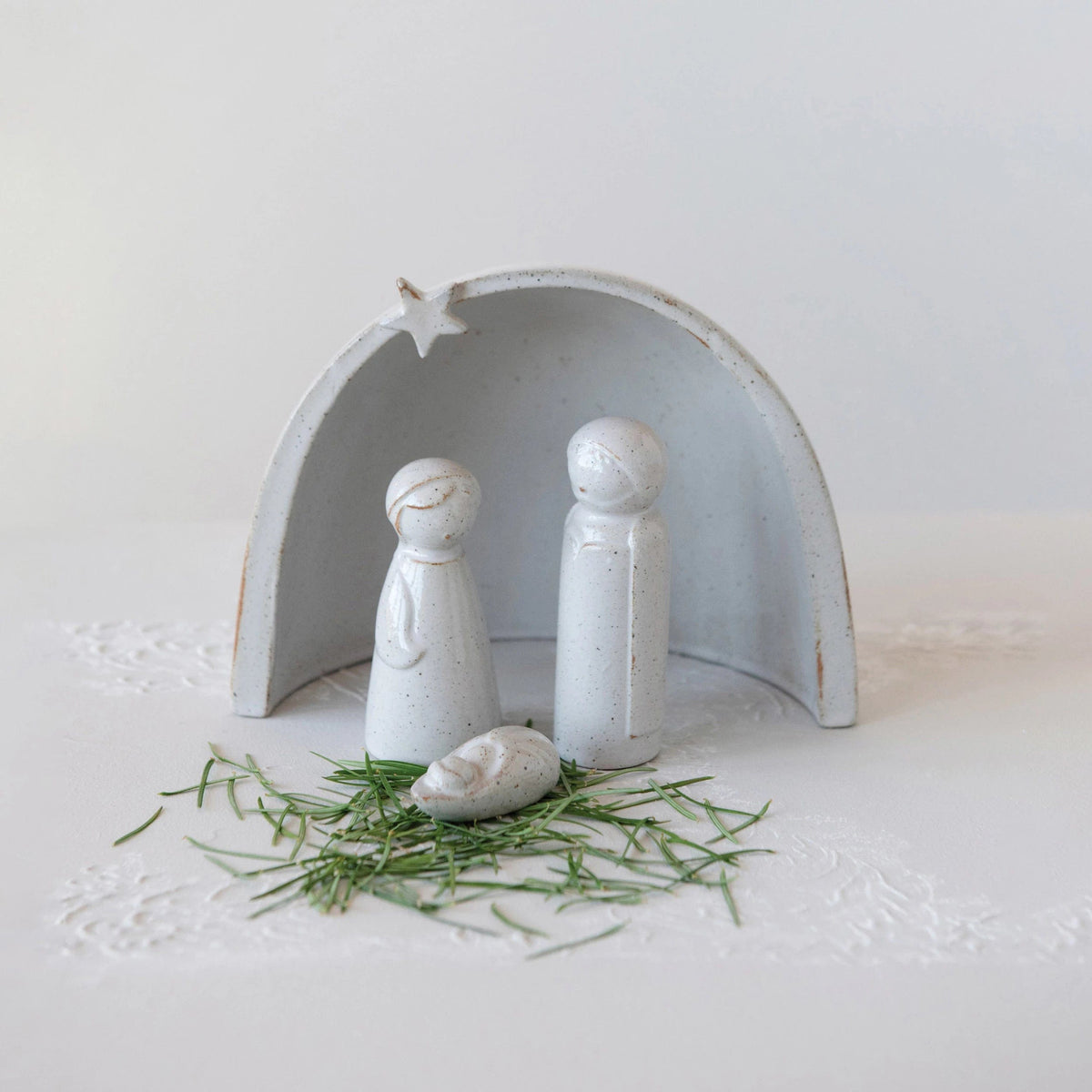 Creative Co-Op Creative Co-op Stoneware Nativity with Glaze, Set of 4 - Little Miss Muffin Children & Home
