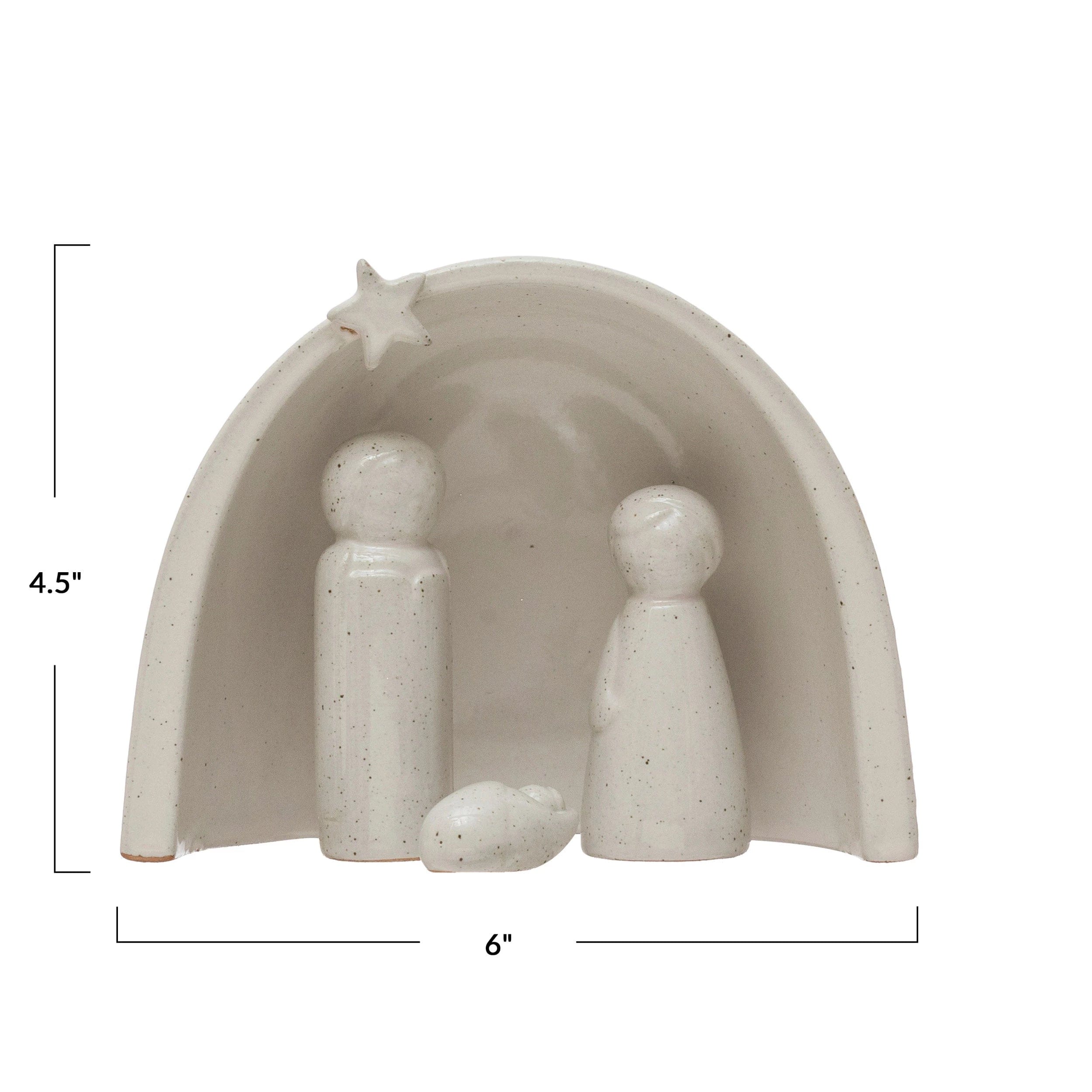 Creative Co-Op Creative Co-op Stoneware Nativity with Glaze, Set of 4 - Little Miss Muffin Children & Home
