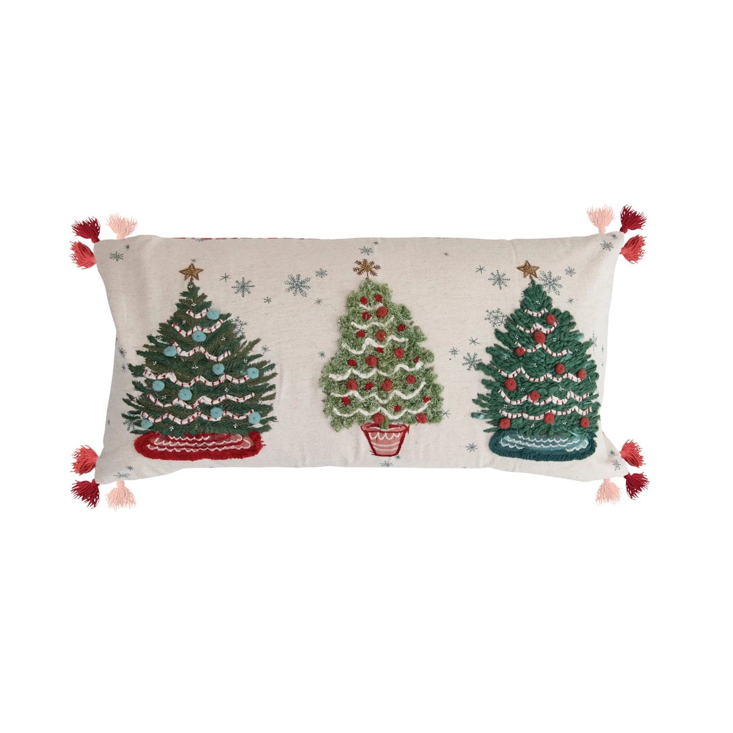 Creative Co-Op Creative Co-op Embroidered Christmas Trees Lumbar Pillow - Little Miss Muffin Children & Home