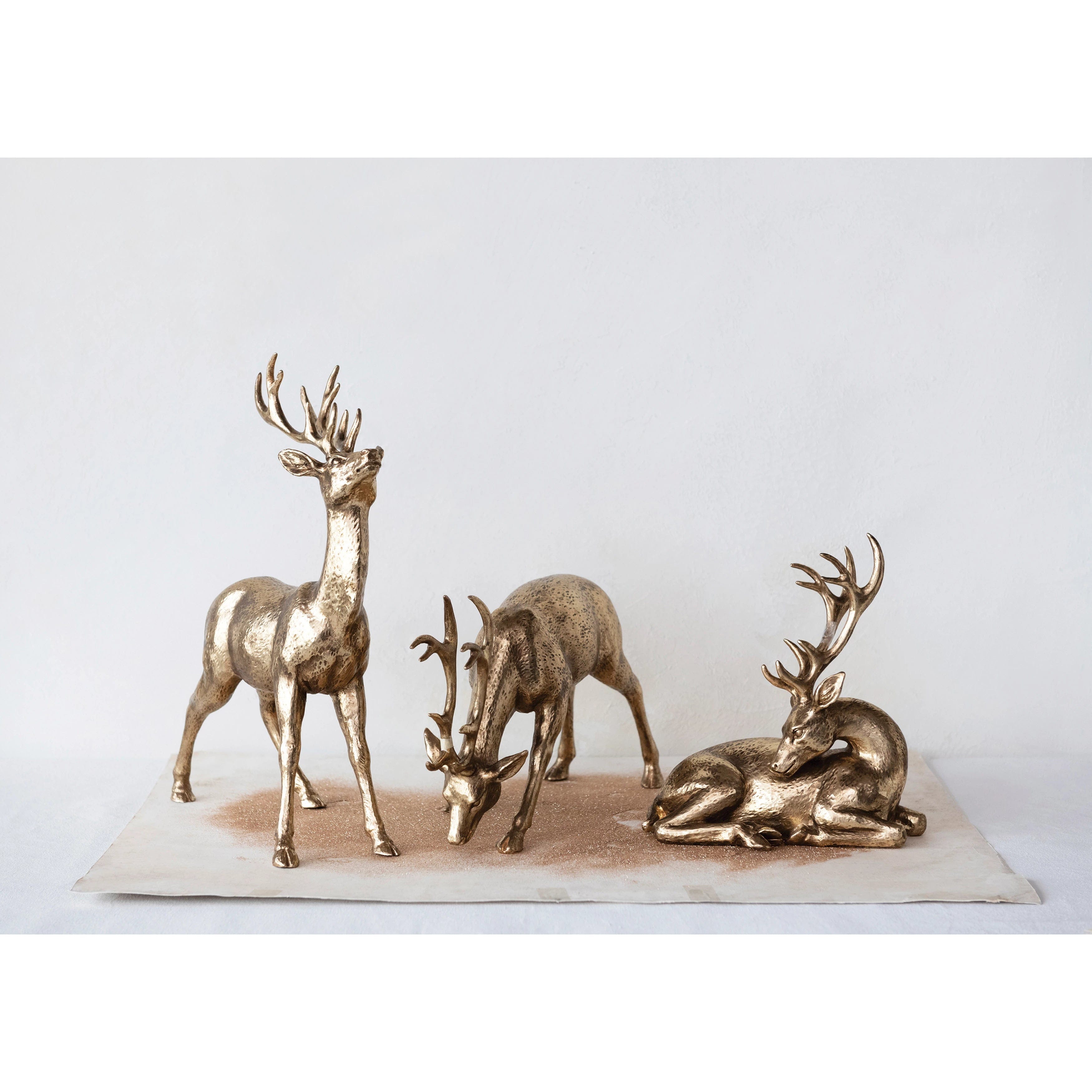 Creative Co-Op Creative Co-op Gold Finish Resin Bowing Deer - Little Miss Muffin Children & Home