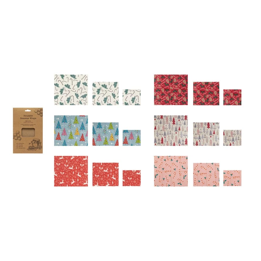 Creative Co-op Creative Co-op Reusable Fabric Beeswax Food Wraps, Set of 3 - Little Miss Muffin Children & Home
