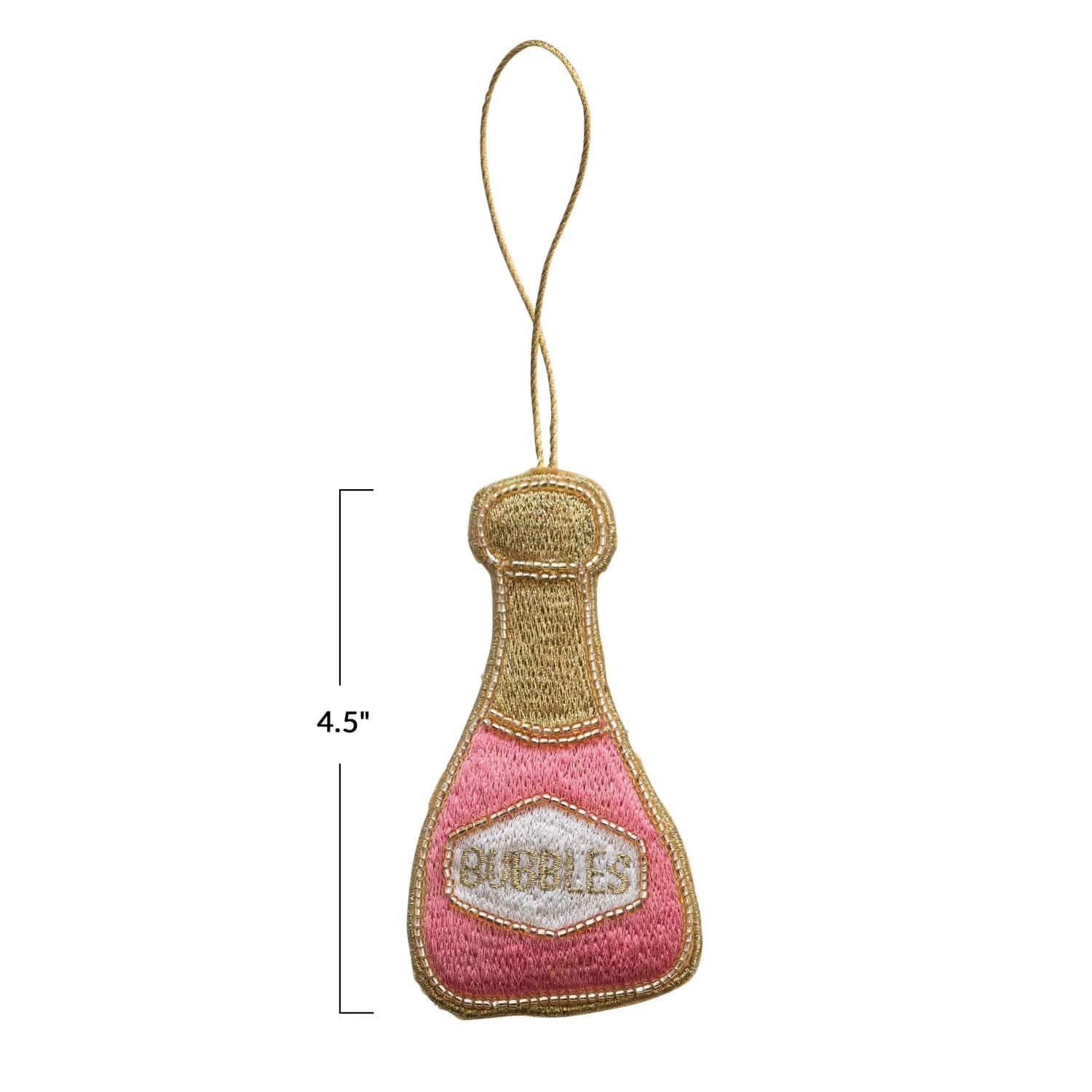 Creative Co-Op Creative Co-op Fabric Champagne Bottle Ornament with Embroidery & Beads - Little Miss Muffin Children & Home