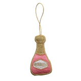 Creative Co-Op Creative Co-op Fabric Champagne Bottle Ornament with Embroidery & Beads - Little Miss Muffin Children & Home