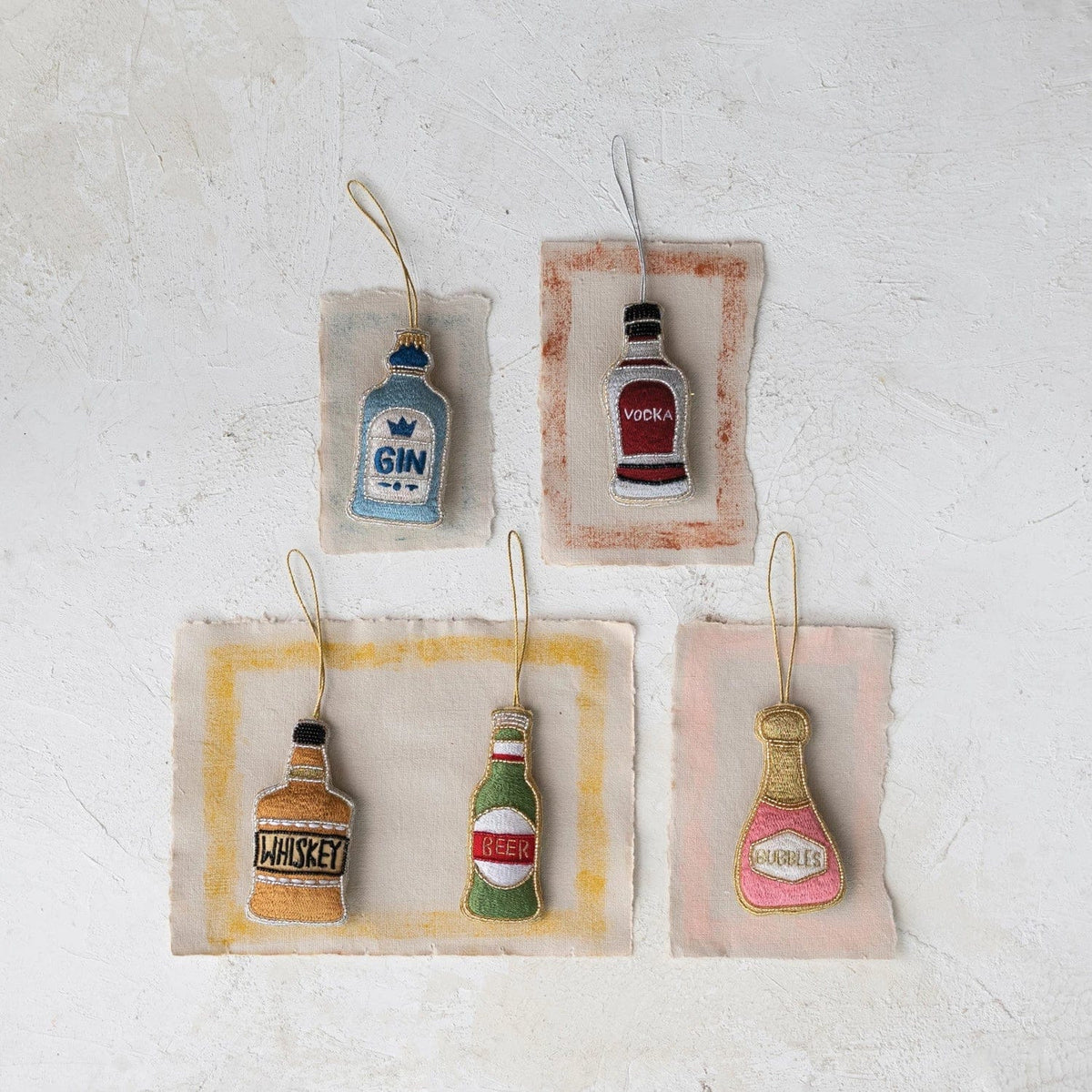 Creative Co-Op Creative Co-op Fabric Beer Bottle Ornament with Embroidery & Beads - Little Miss Muffin Children & Home