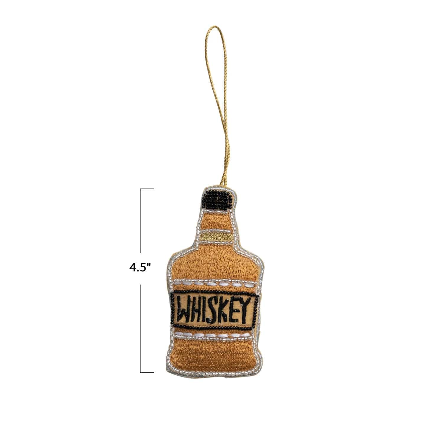 Creative Co-Op Creative Co-op Fabric Whiskey Bottle Ornament with Embroidery & Beads - Little Miss Muffin Children & Home