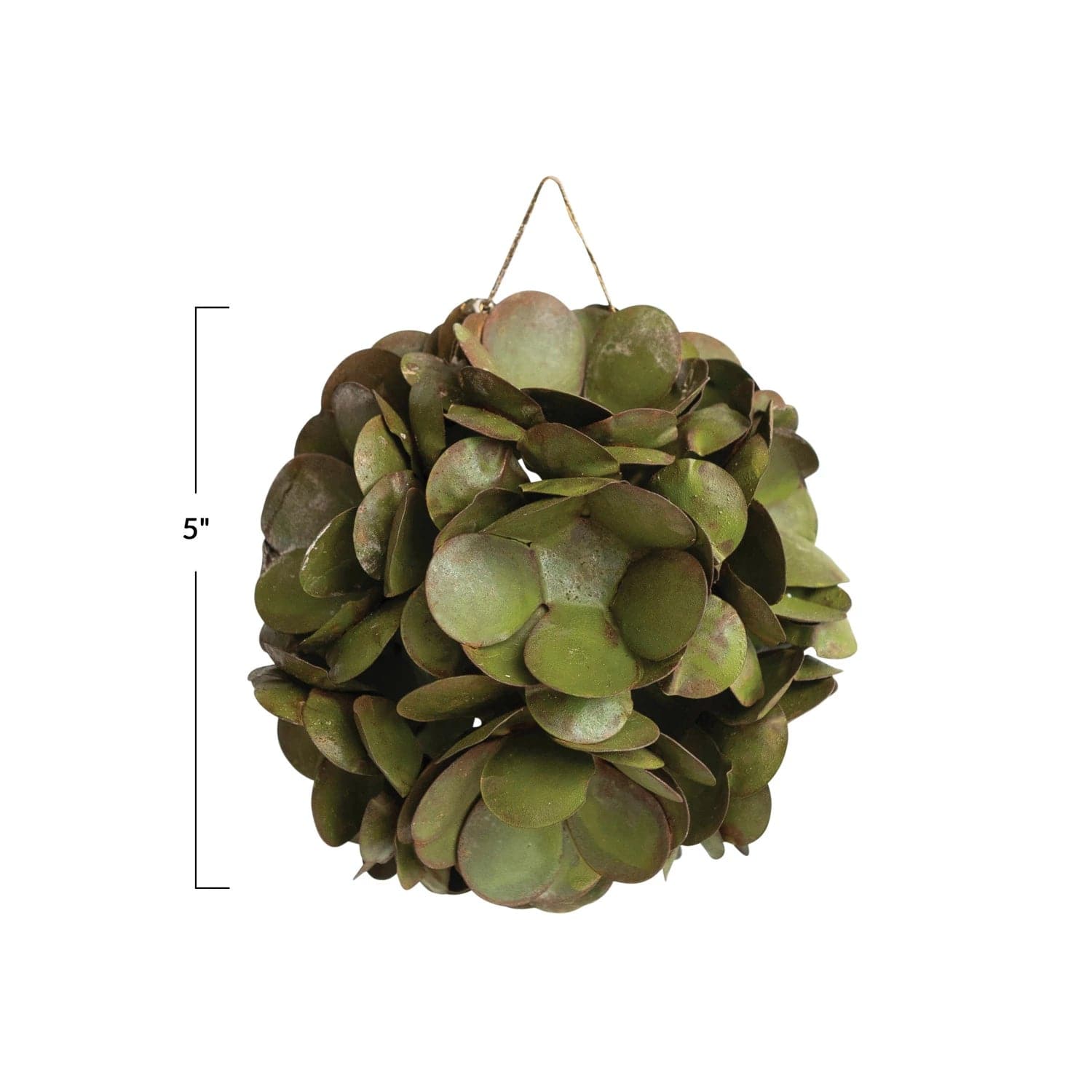 Creative Co-Op Creative Co-op Round Distressed Green Metal Ball Ornament with Flowers - Little Miss Muffin Children & Home